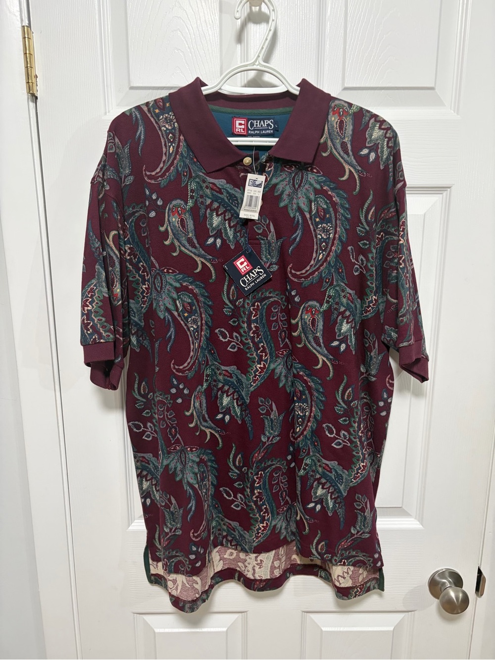 Vintage 90s Chaps Ralph Lauren Paisley Polo Shirt - NWT Deadstock Large